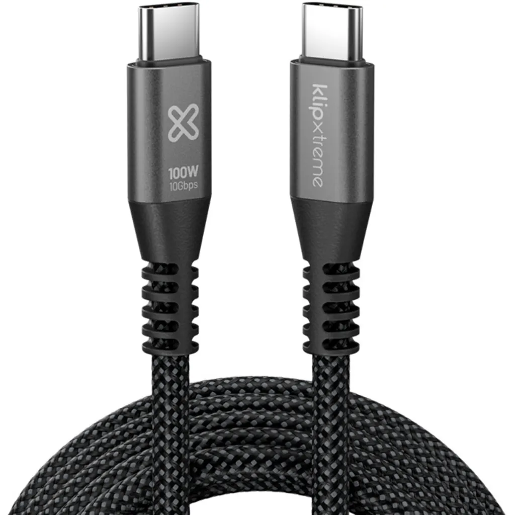 Imagen 2 de Klip Xtreme - USB cable - 24 pin USB-C - 3 m - Black - 100W 10Gbps Braided Fst Charg