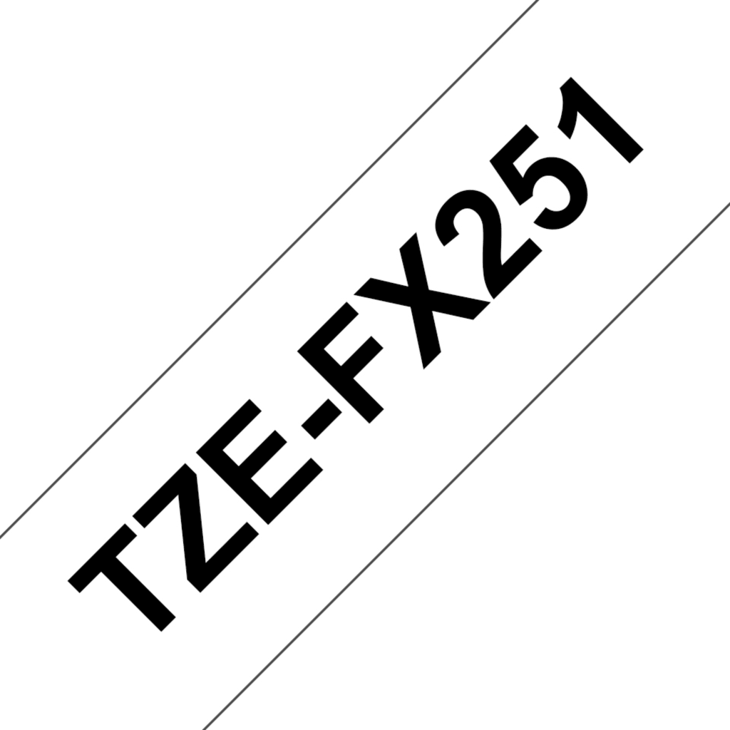 Cinta para Etiquetas Brother TZE-FX251 Flexible Negro sobre Blanco 24 mm