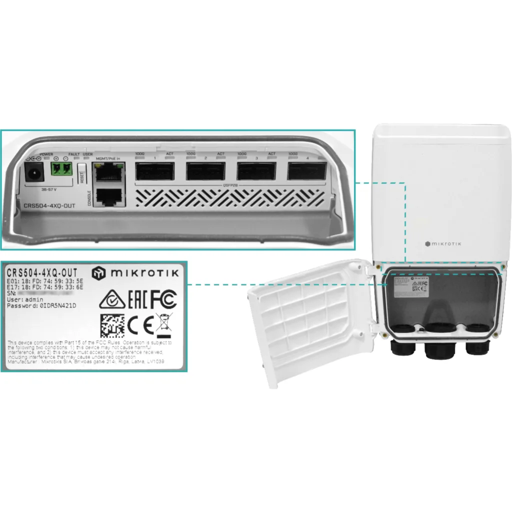 Imagen 6 de MIKROTIK IP66 4-QSFP28-100G Exterior 1-100-PoEin Console L5 36-57VDC