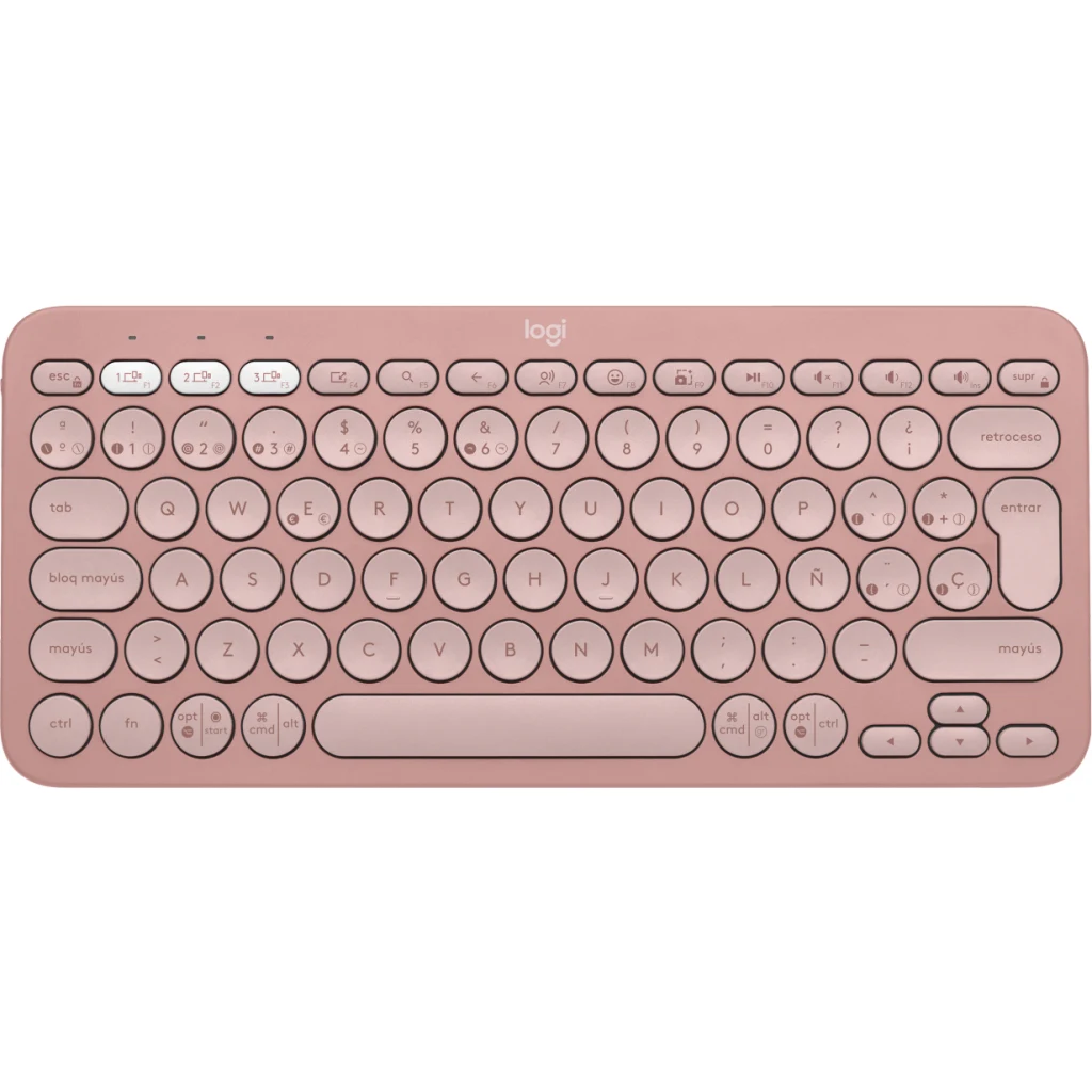 Teclado Inalámbrico Logitech Pebble Keys 2 K380S Bluetooth Dongle USB Rosado