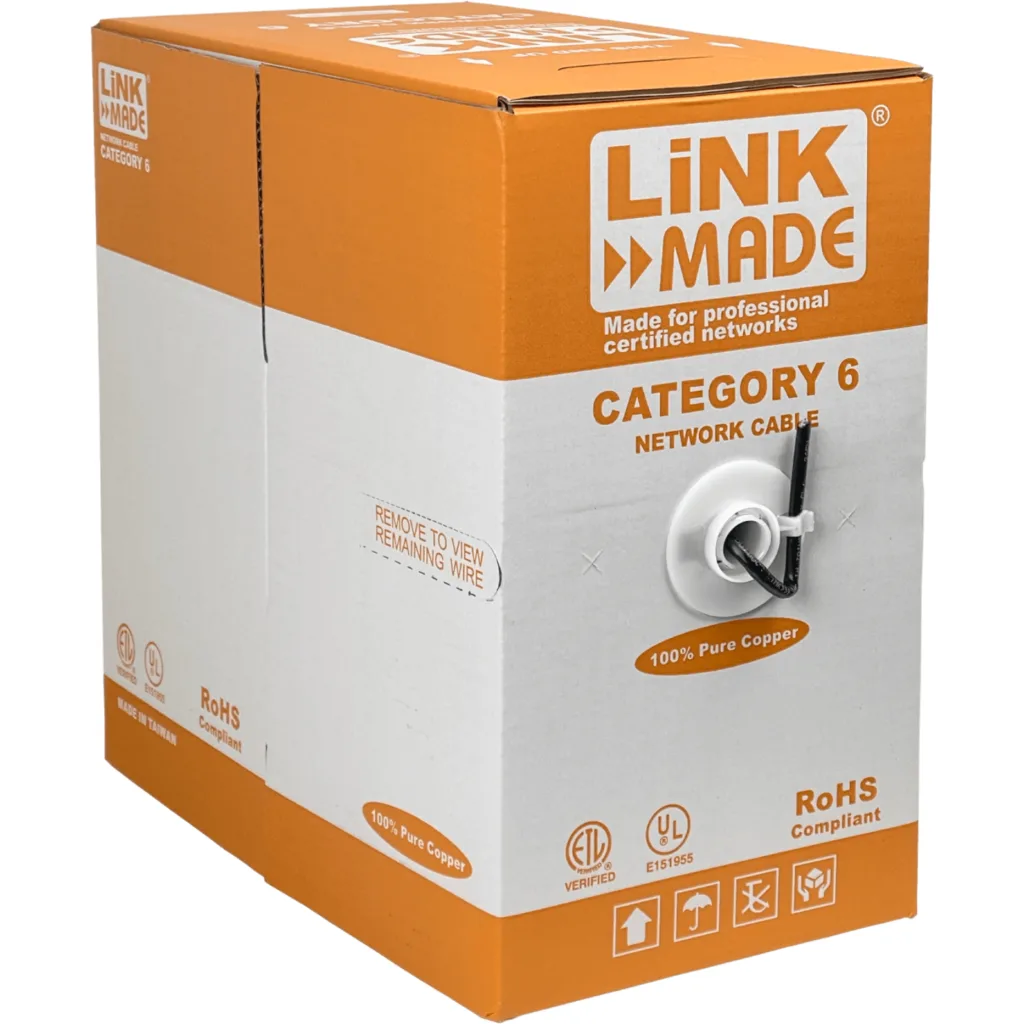 LINKMADE 305MTS UTP EXTERIOR-PE UNIFILAR NEGRO CAT6 COBRE 305 m