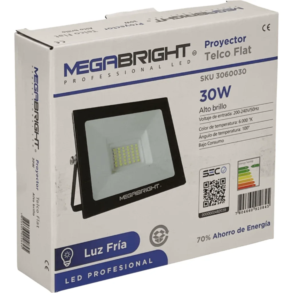 Imagen 2 de 30W 6000K 100o 200-240VAC Luz-Blanca LED Exterior IP65 Certif-SEC