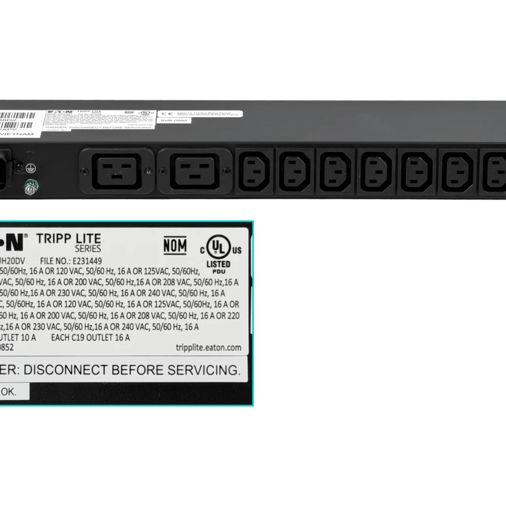 TRIPPLITE PDU 14-Enchufes IP 12-C13 2-C19 1-C20 16A Rack-1U 2P+T