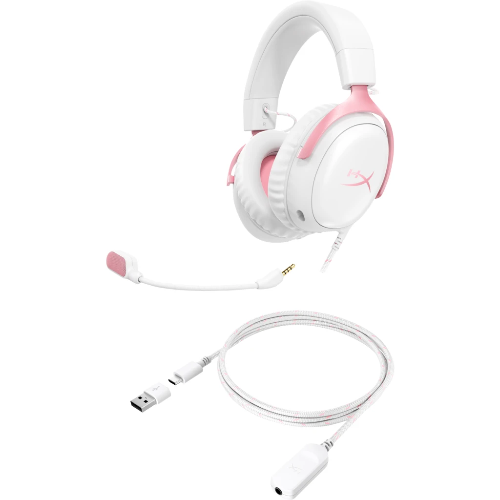 Imagen 6 de Audífonos Gamer Alámbricos HyperX Cloud III USB C/A 3.5mm DTS Blanco/Rosa
