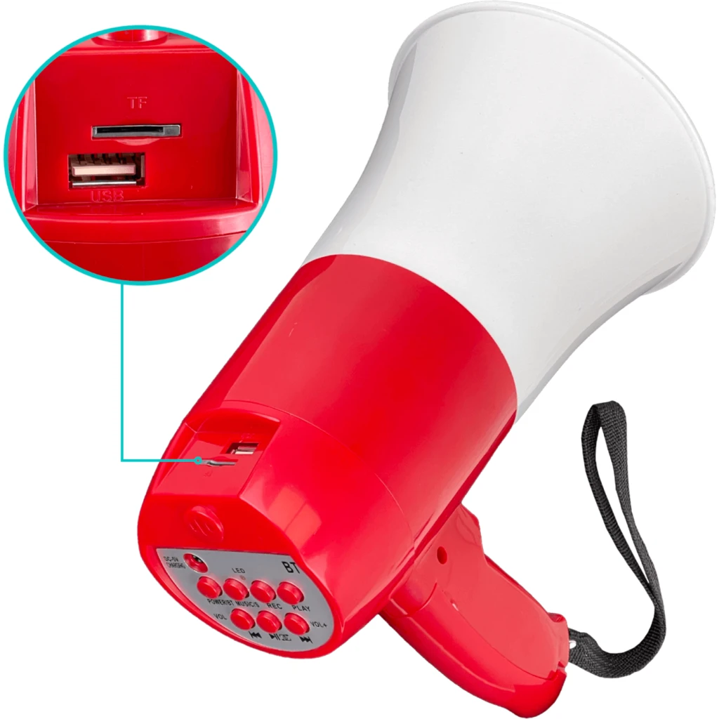 Imagen 3 de Megafono 30W inc-Pila Litio 3,7V 4800mAh Recargable Bluetooth USB mSD