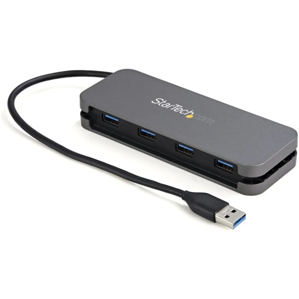 HUB USB StarTech 4 Puertos USB-A 3.0 5Gbps Cable 28cm Negro y Gris Espacial
