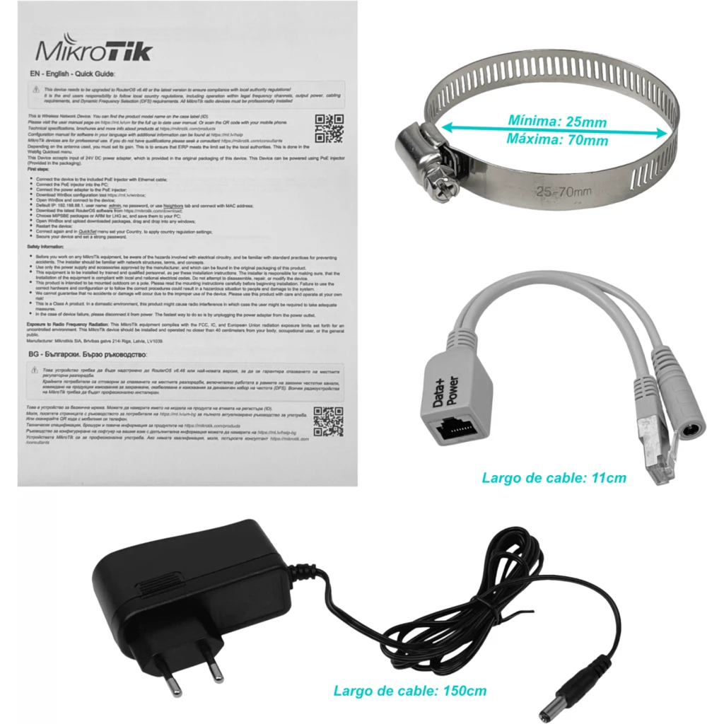 Imagen 5 de MIKROTIK 25dBm 5150-5875MHz 5GHz 2x2 L3 16dBi 23o 1-100-PoE 129x129mm
