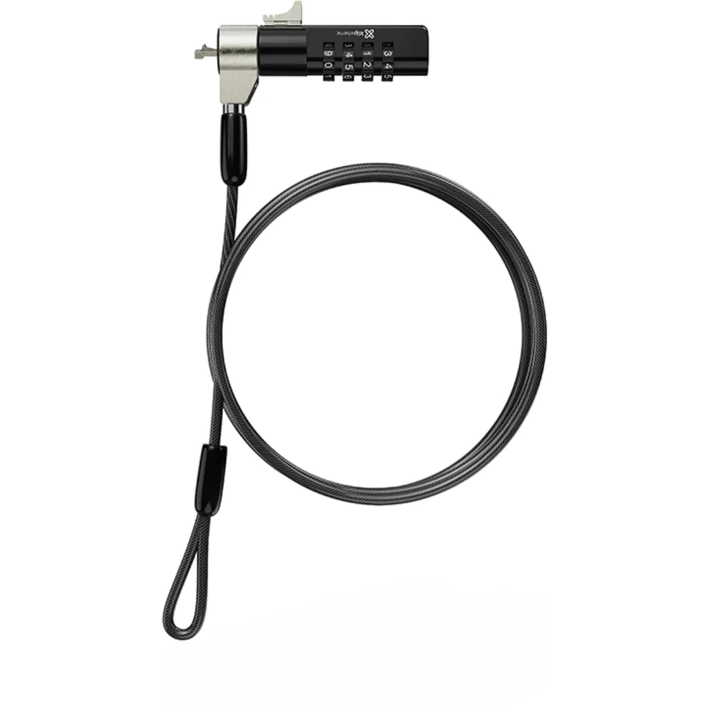 Cable de Seguridad KlipX KSD-360 Slot Estandar T-bar Tipo K Long 2 mts CON CLAVE