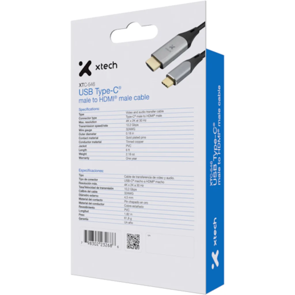 Imagen 4 de Cable X-Tech USB-C Macho a HDMI Macho Longitud 1,82 metros 32AWG Hasta 4K