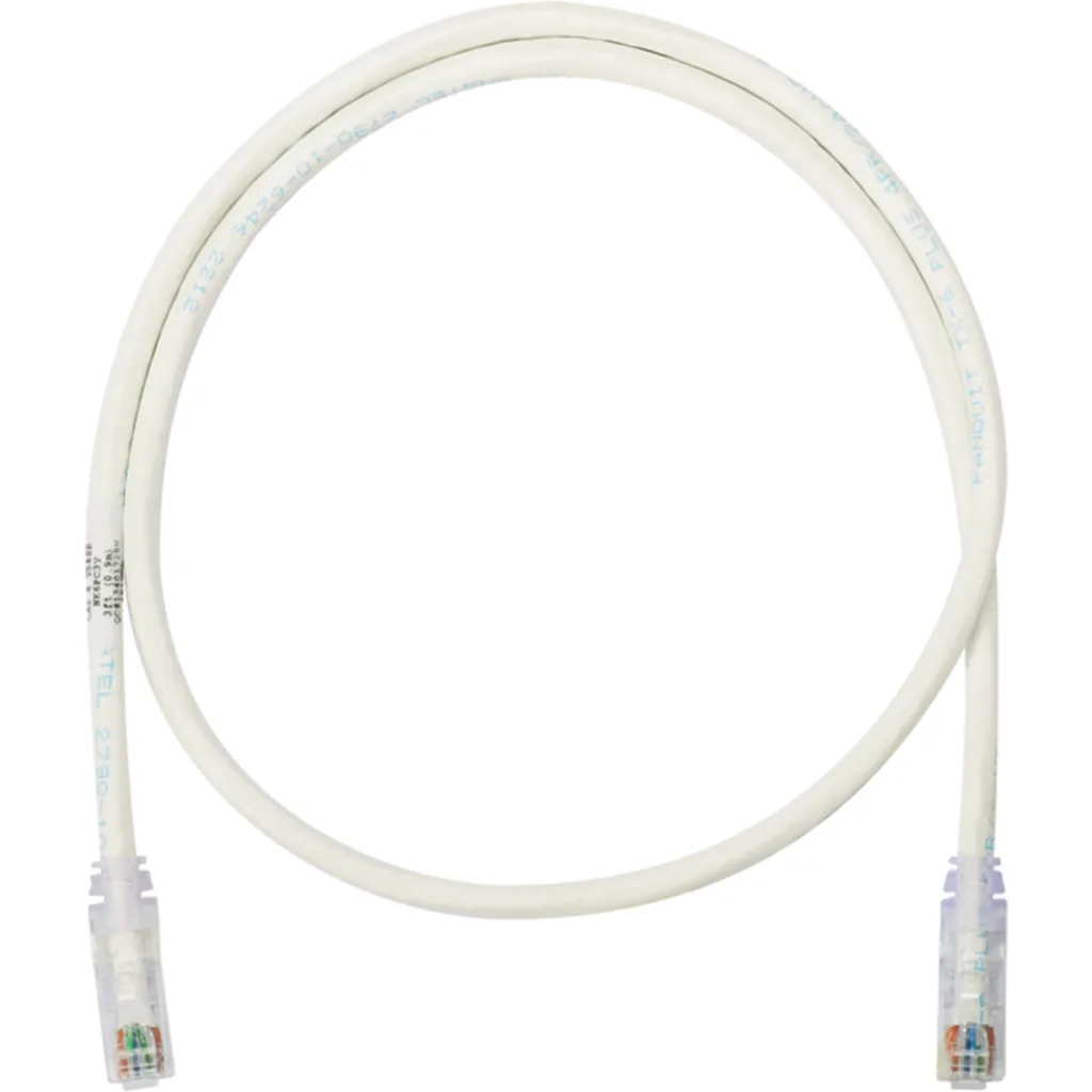 Panduit NetKey - Patch cable - RJ-45 (M) to RJ-45 (M) - 2.13 m - foiled unshielded twisted pair (F/UTP) - CAT 6a - IEEE 802.3af/IEEE 802.3at/IEEE 802.3bt - booted, halogen-free, snagless, stranded - off white
