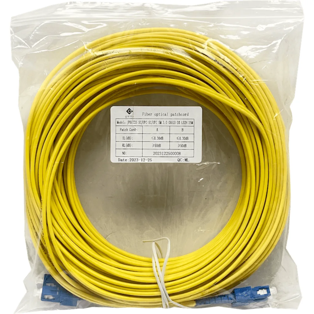 25mt SC-SC/UPC MonoModo SM Duplex Jumper Cable Fibra 9/125um 3mm