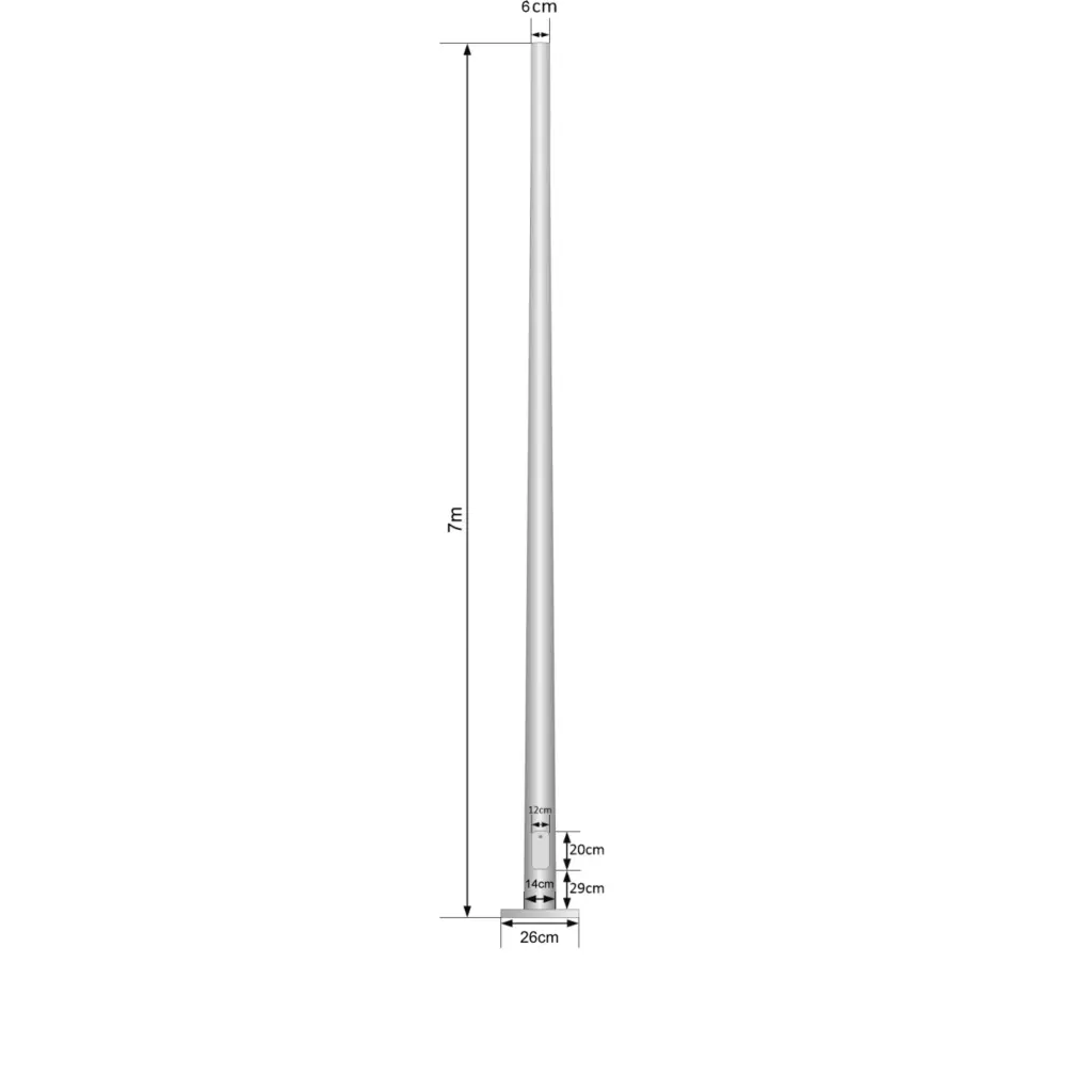 Imagen 1 de Poste Conico 7mt 3mm Base-260x260x12mm no-inc-Canastillo Cono-140/60mm