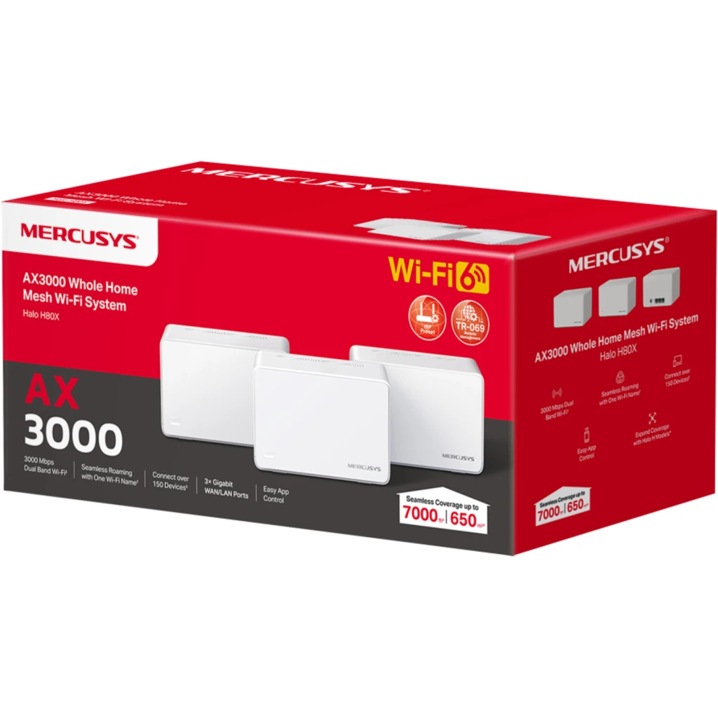 Imagen 4 de Pack 3 Sistema WiFi Mesh Mercusys Halo H80XcAX3000, WiFi 6, 650m² MU-MIMO WPA3
