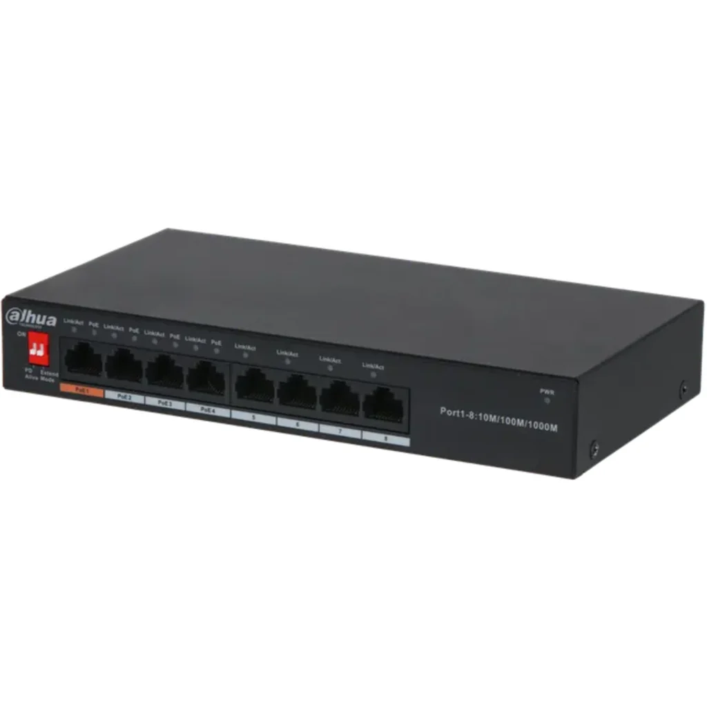 Switch Dahua DH-PFS3008-8GT-60-V2, 8 Puertos, 4 Puertos POE.