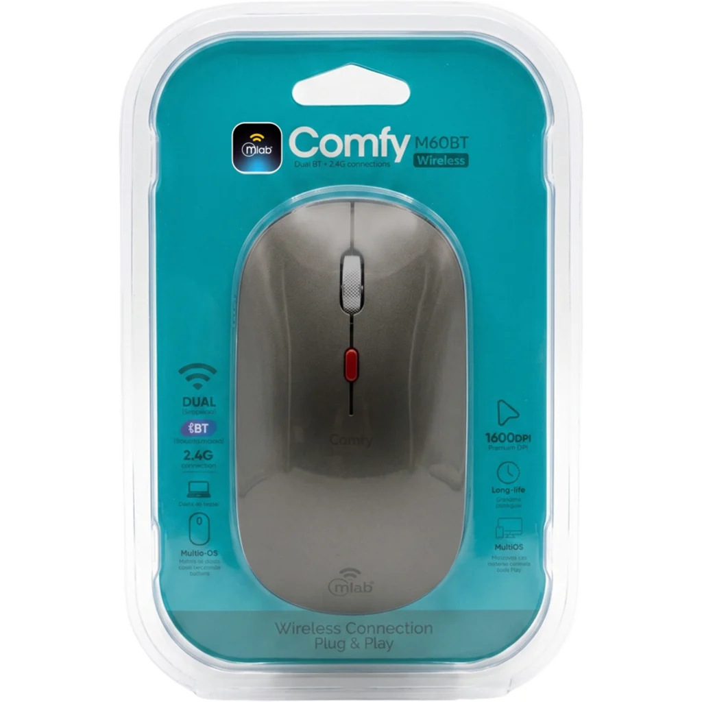 Imagen 1 de MLAB MOUSE BLUETOOTH + 2,4GHZ 1600DPI COMFY M60BT GRAY
