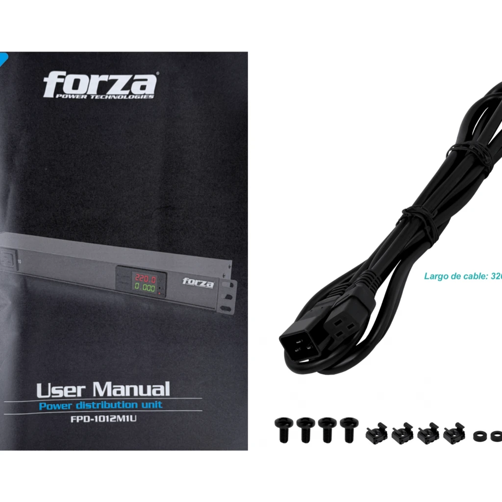 Imagen 5 de FORZA PDU 16A 4000W 8-Enchufes 8-C13 2-C20 16A Mide/Volt-Amp Rack 1U