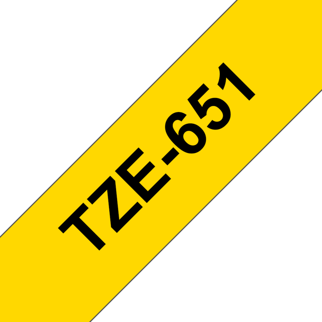 Cinta Brother TZE-651 Negro sobre Amarillo 12mm x 8m
