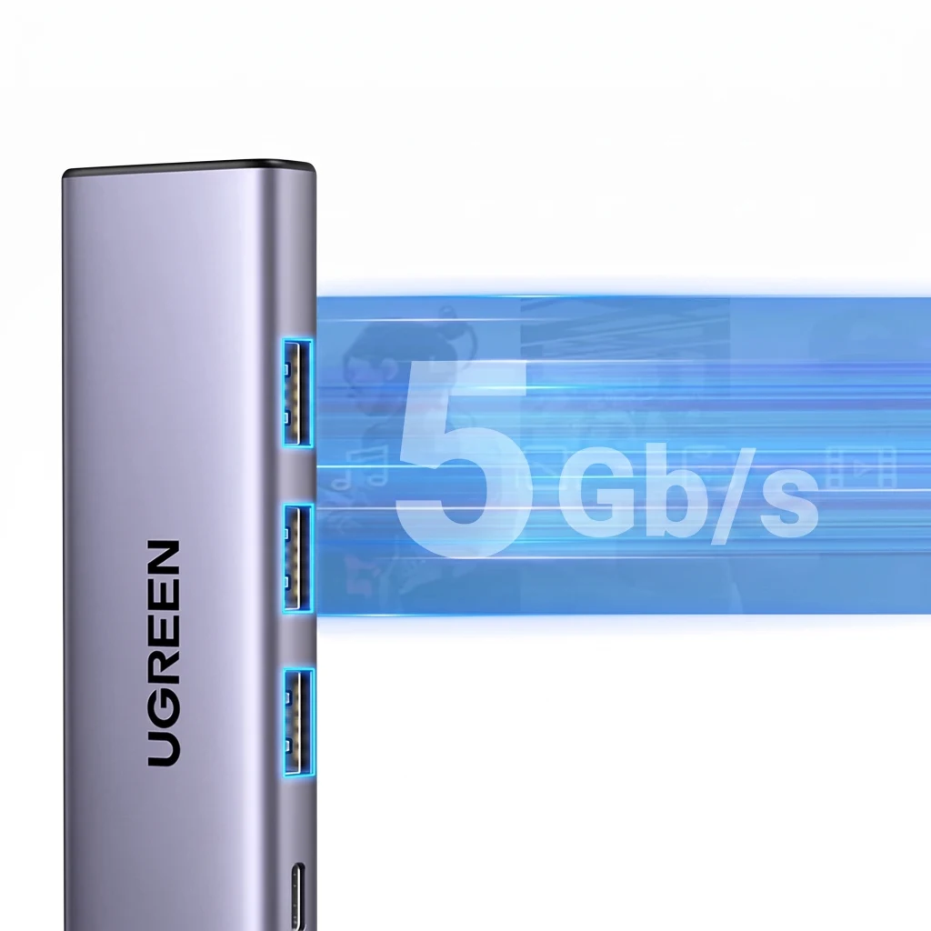 Imagen 6 de HUB Ugreen CM511 USB-C Multipuertos 4k 60Hz HDMI USB-A*3 PD 100W Aluminio