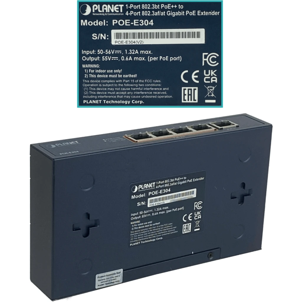 Imagen 4 de PLANET POE+at 1in-4out Switch 5-1000 56W 50-56V req-Fuente 5,5x2,1