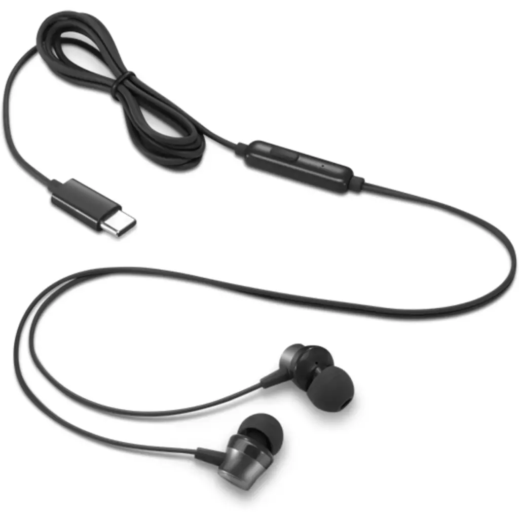 Imagen 1 de Audífonos Alámbricos Lenovo, USB-C c/mic p/Computer, Cellular phone Color Negros