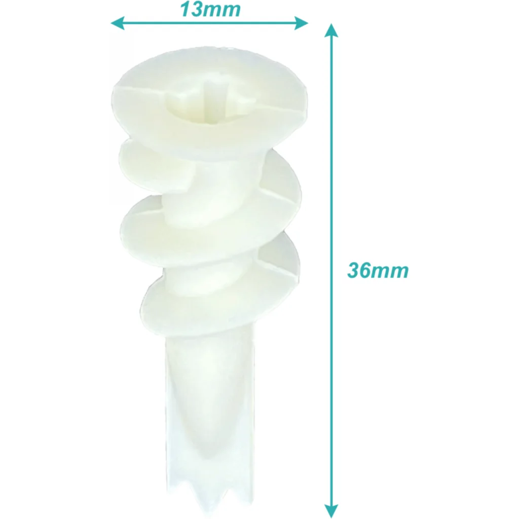 50-unids. Tarugo 8mm Tornillo Para Volcanita broca nylon 1/2-pulgadas