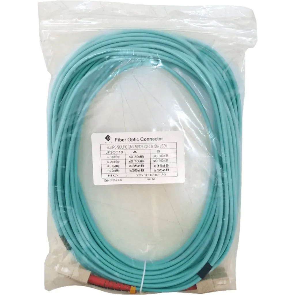 Imagen 1 de 10mt SC-SC OM3 MultiModo MM Duplex Jumper Fibra 3.0mm 50/125um LSZH