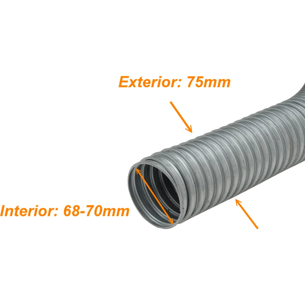 Solo-Metal 75mm Rollo-20mts Conduit Flexible Diametros ext/int 75/69mm