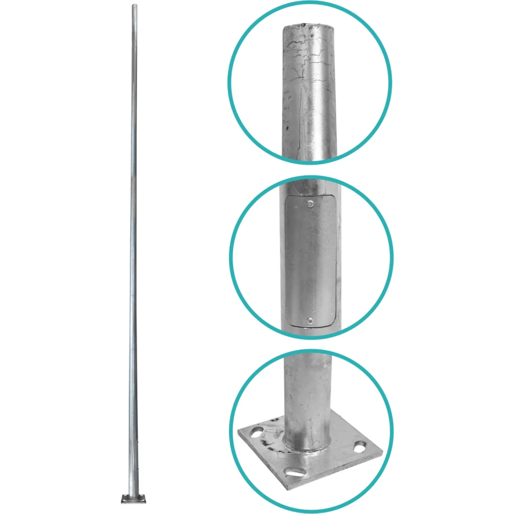 Imagen 3 de Poste Conico 7mt 3mm Base-260x260x12mm no-inc-Canastillo Cono-140/60mm