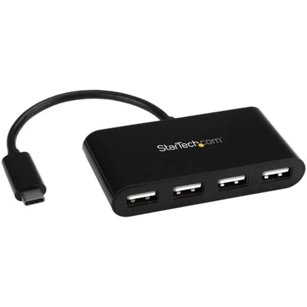 HUB StarTech Conector USB-C a 4 Port USB A 2.0 color Negro