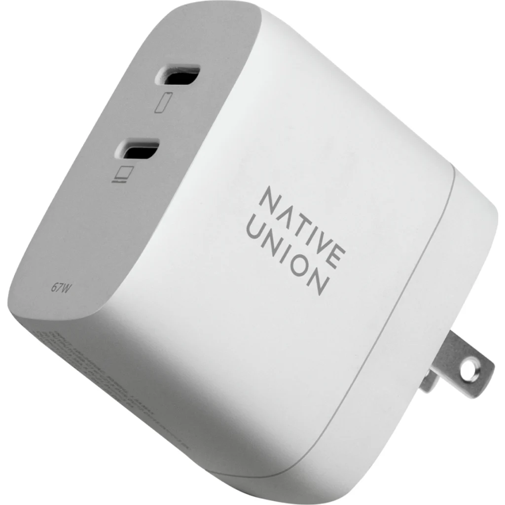 Cargador Doble Native Union, 67W PD 2*USB-C Color blanco