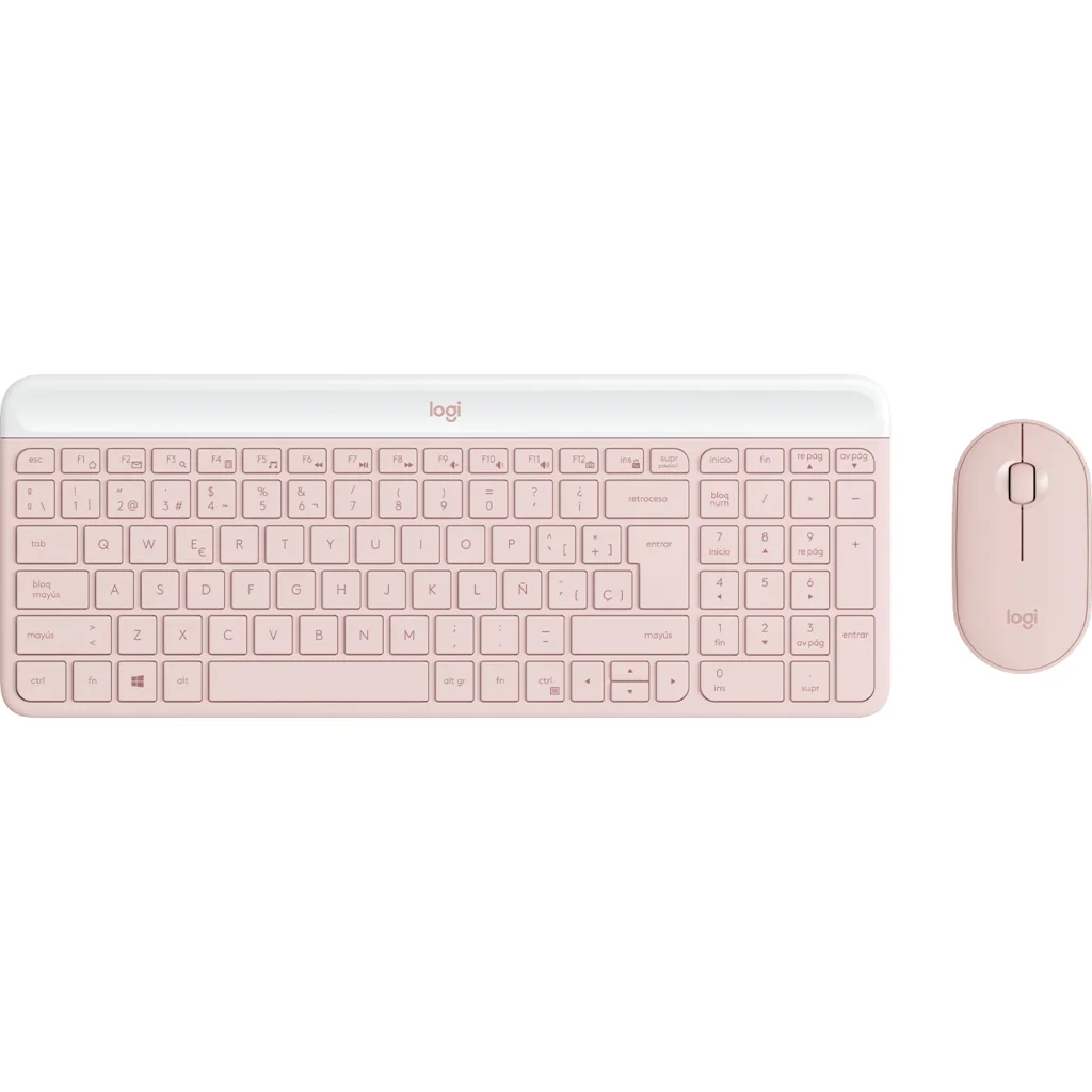 Kit Teclado Mouse Inalámbrico Logitech Slim MK470, 2.4GHz, USB Color Rosado