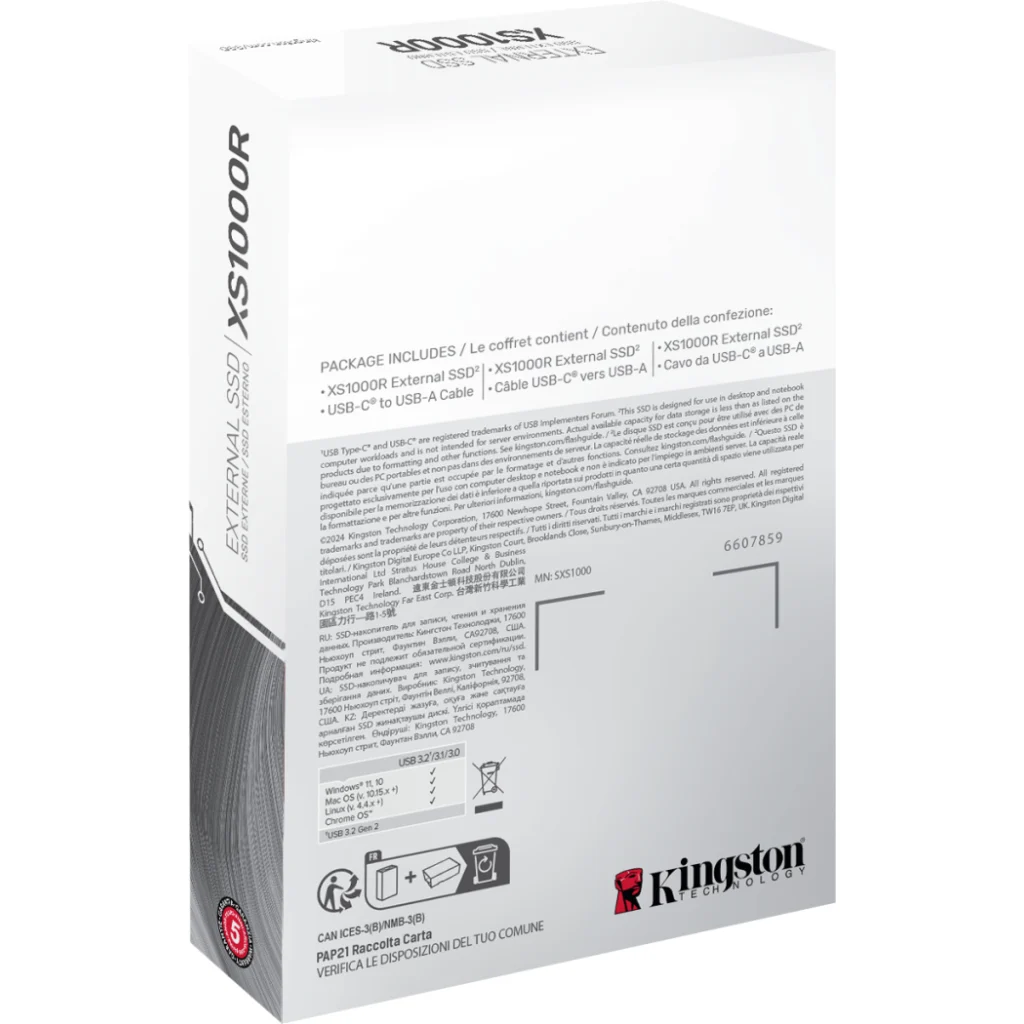 Imagen 5 de Unidad SSD Externo Kingston XS1000R 2TB USB 3.2 gen2 Rojo Lec1000MBs Esc1000MBs