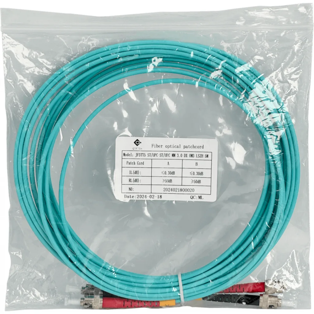 5mt ST-ST OM3 Multimodo MM Duplex Jumper Fibra 3.0mm 50/125um LSZH 