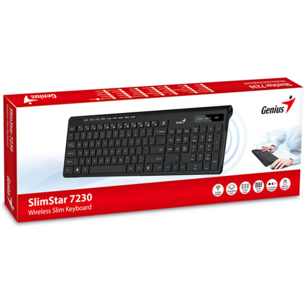 Imagen 1 de Teclado Inalámbrico Ergonómico Genius SlimStar 7230 Tecla color Negro