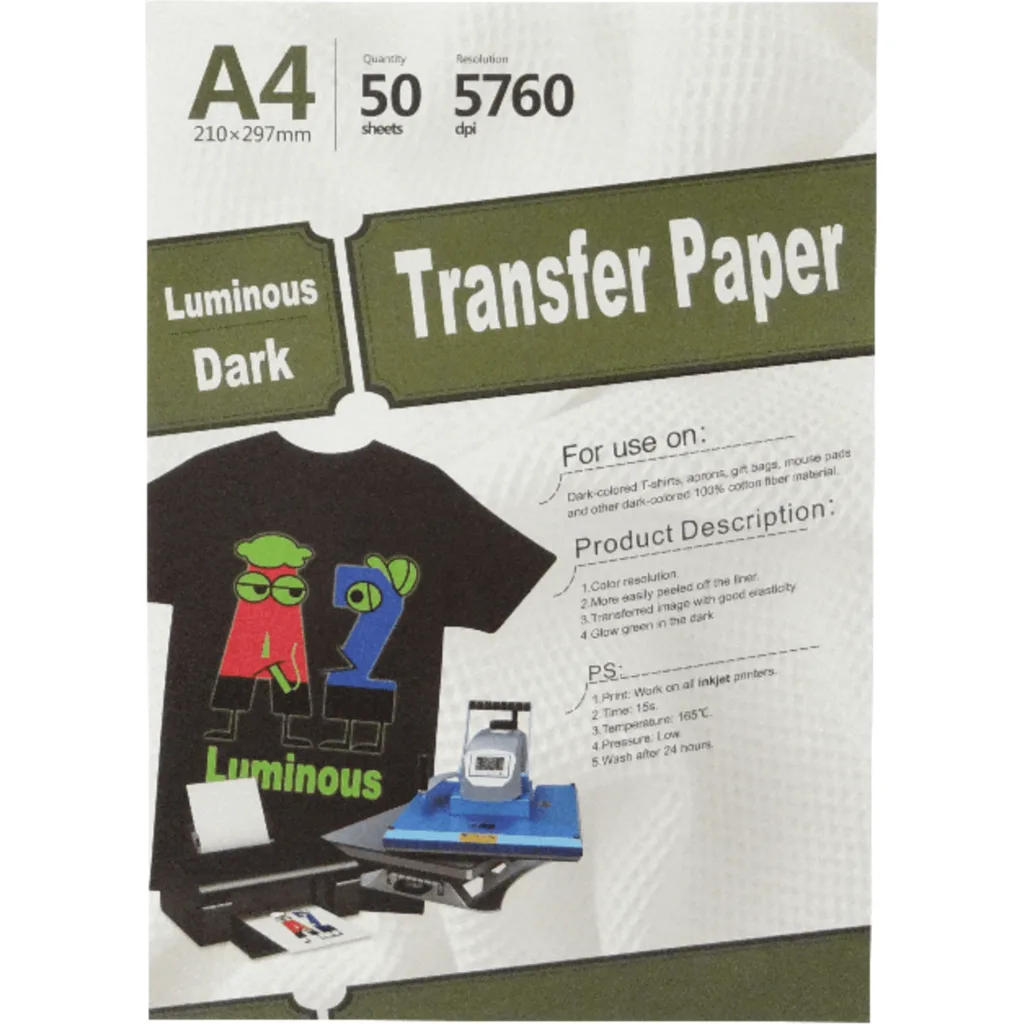 Inkjet Luminous Dark 50-Hojas A4 210x297mm para estampado en tela