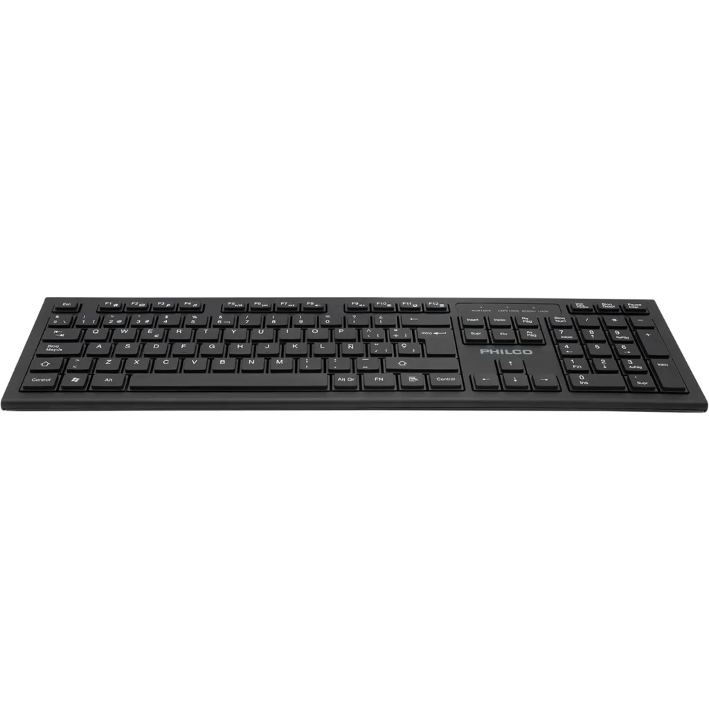 Imagen 1 de Teclado Estándar Philco W601N Inalámbrico Color Negro 2.4 Ghz No incluye pilas