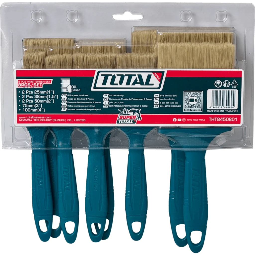 TOTAL 8-brochas Para Pintura 2-25mm 2-38mm 2-50mm 1-75mm 1-100mm