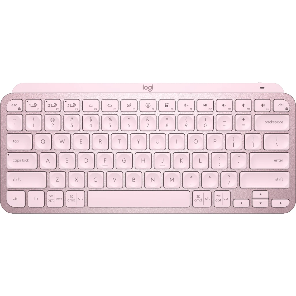 Imagen 2 de Teclado Español iluminado Bluetooth Logitech MX Keys Mini Rosado + Regalo