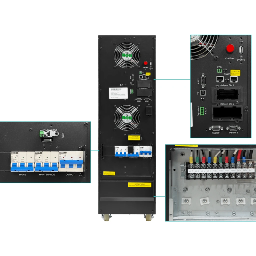 Imagen 4 de ENERSAFE Trifasica 10KVA 10kW 0ms 20x9AH UPS Torre Online