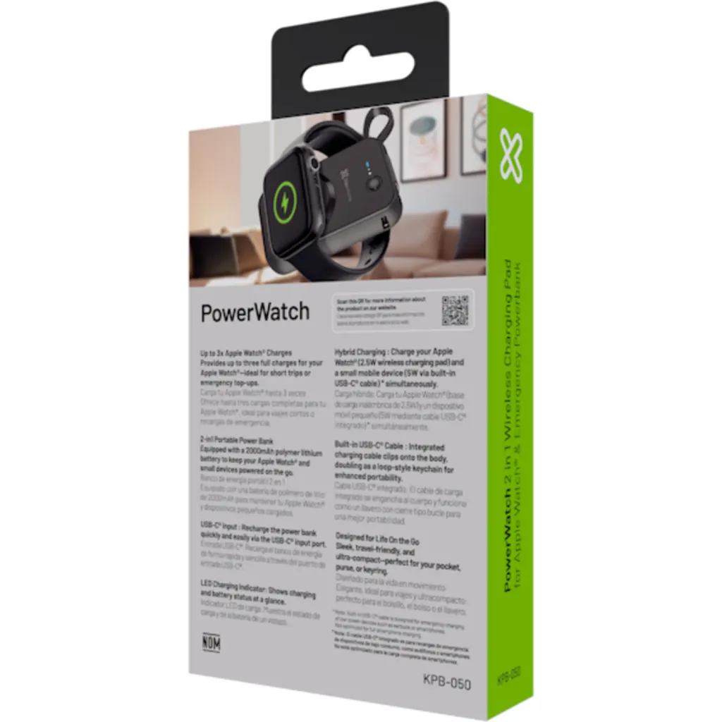 Imagen 7 de Klip Xtreme - Power bank - 24 pin USB-C - Apple Watch - Lithium polymer - Para Universal - 2.000mAh Wireless charging
