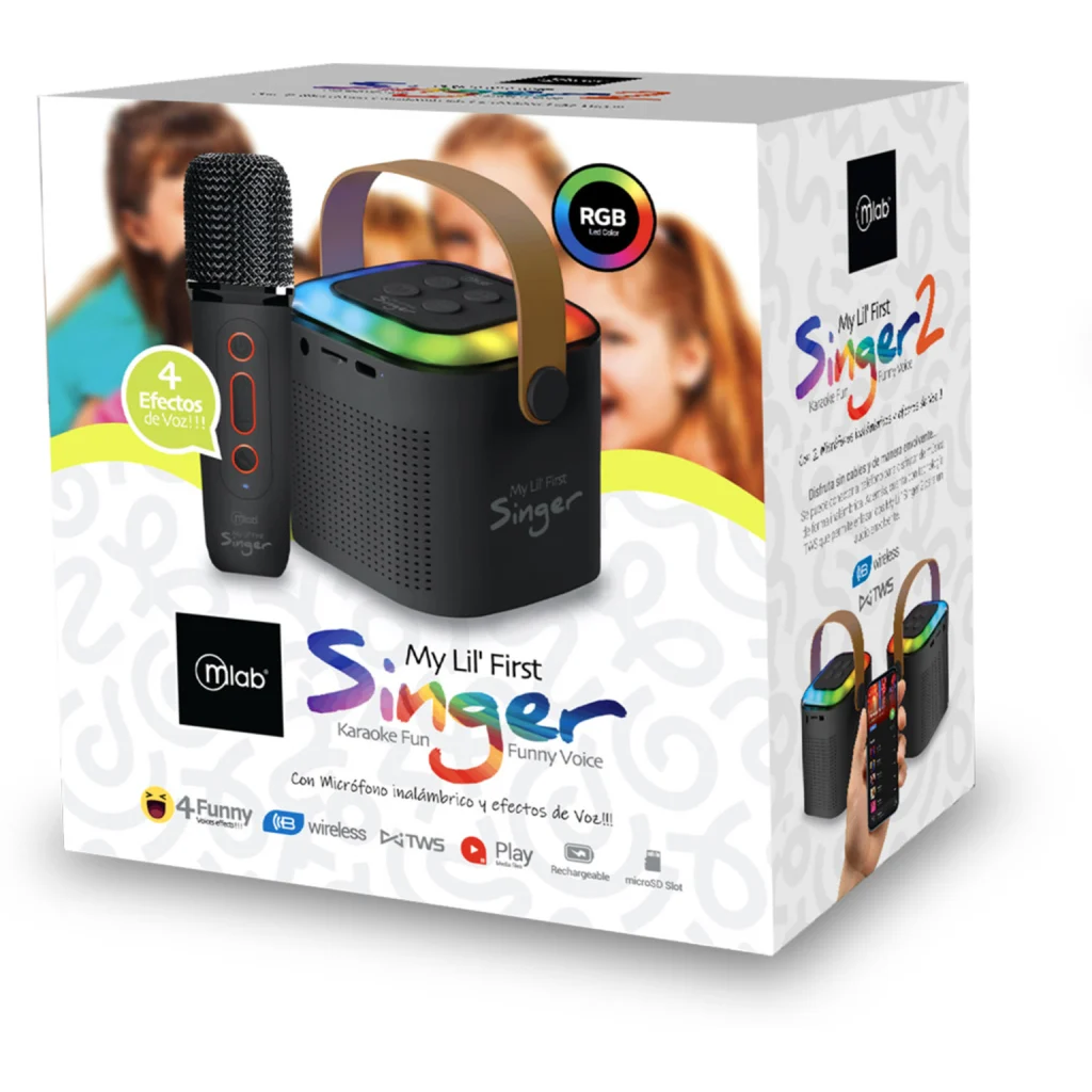 Imagen 4 de MLAB KARAOKE MY LIL FIRST SINGER CON LUZ RGB 1 MICROFONO INALAMBRICO BLACK