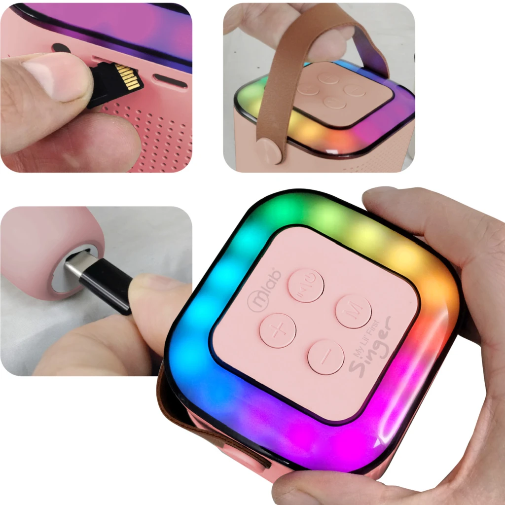 Imagen 3 de MLAB KARAOKE MY LIL FIRST SINGER CON LUZ RGB 1 MICROFONO INALAMBRICO PINK