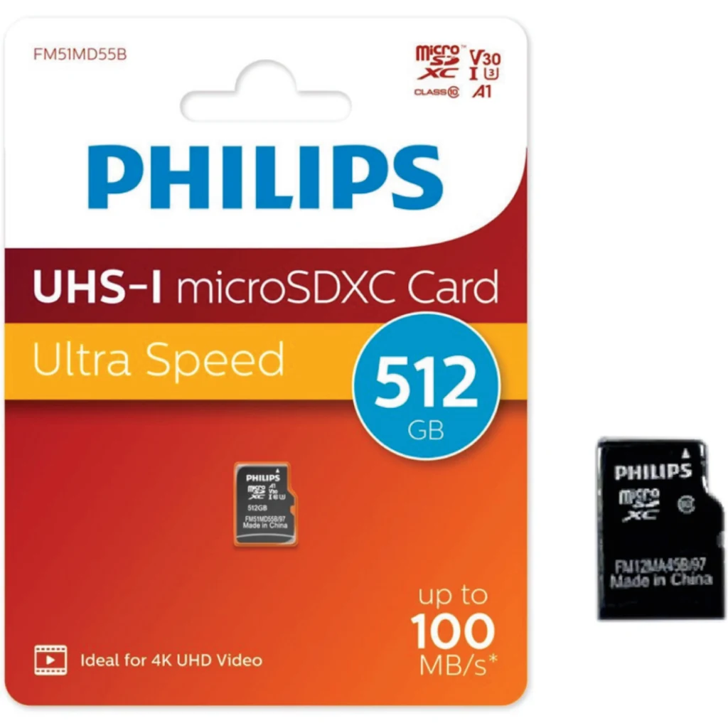 PHILIPS MICRO SD HIGH SPEED A1 U3 CL10 V10 (512GB) FM51MD55B/97