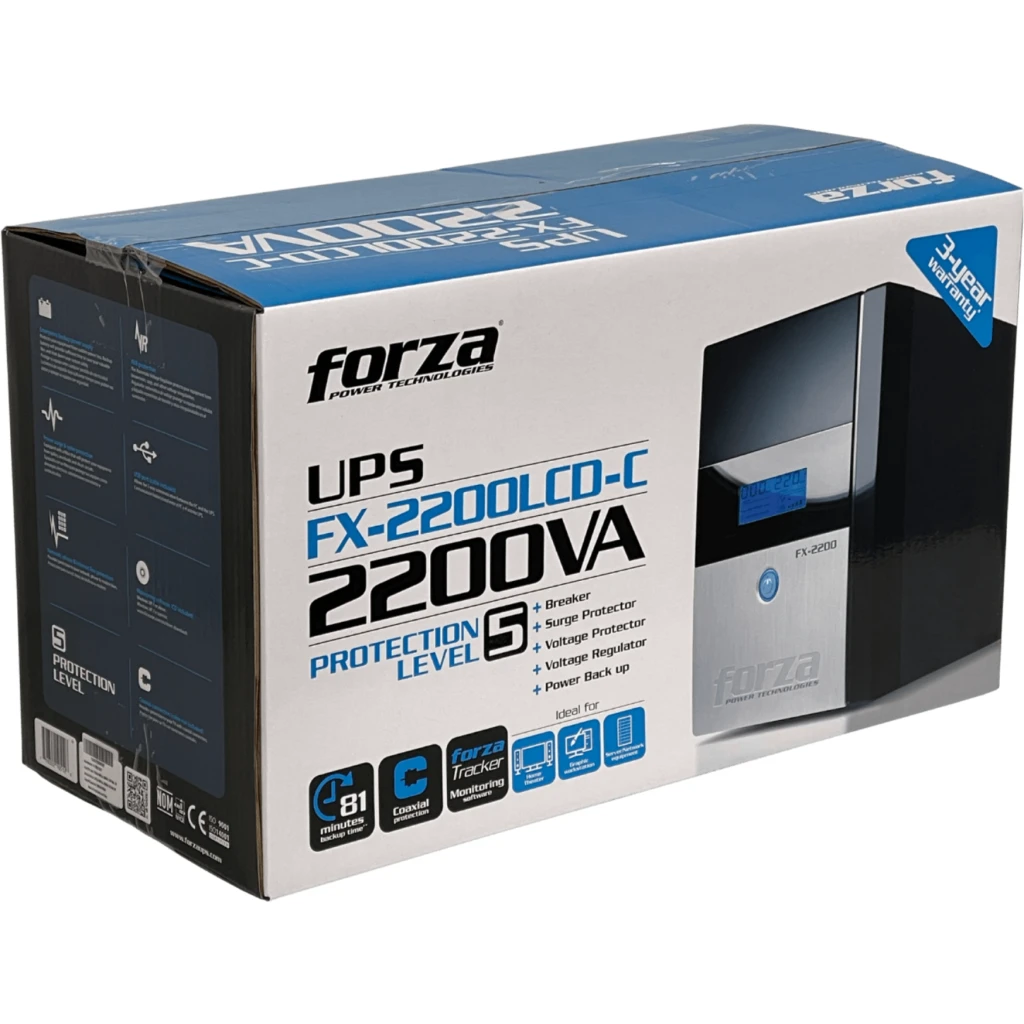 Imagen 2 de UPS Forza 2200VA 1200W 220V Interactiva 4 Salidas Comunicación USB Pantalla LCD