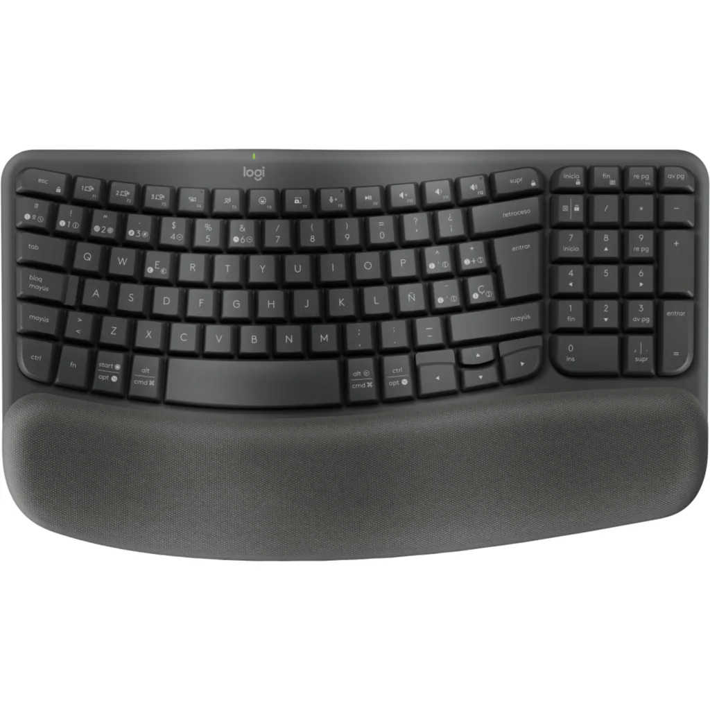 Imagen 1 de Teclado Inalámbrico Ergonómico Logitech Wave Keys, Recep USB-A Color Negro