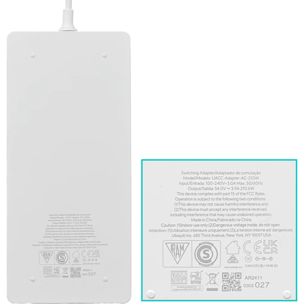 UBIQUITI Fuente 54V 210W p/USW-ULTRAs MAX-16-POE UACC-ADAPTER-AC-210W
