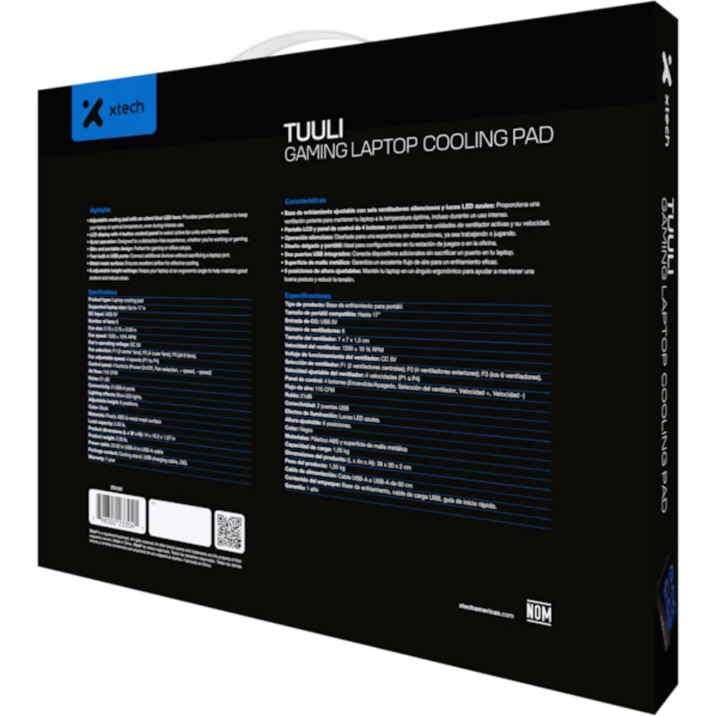 Imagen 9 de Base para Notebook Xtech  XTA-161, hasta 17" 6*FAN LED Altura ajustable 2*USB Ne