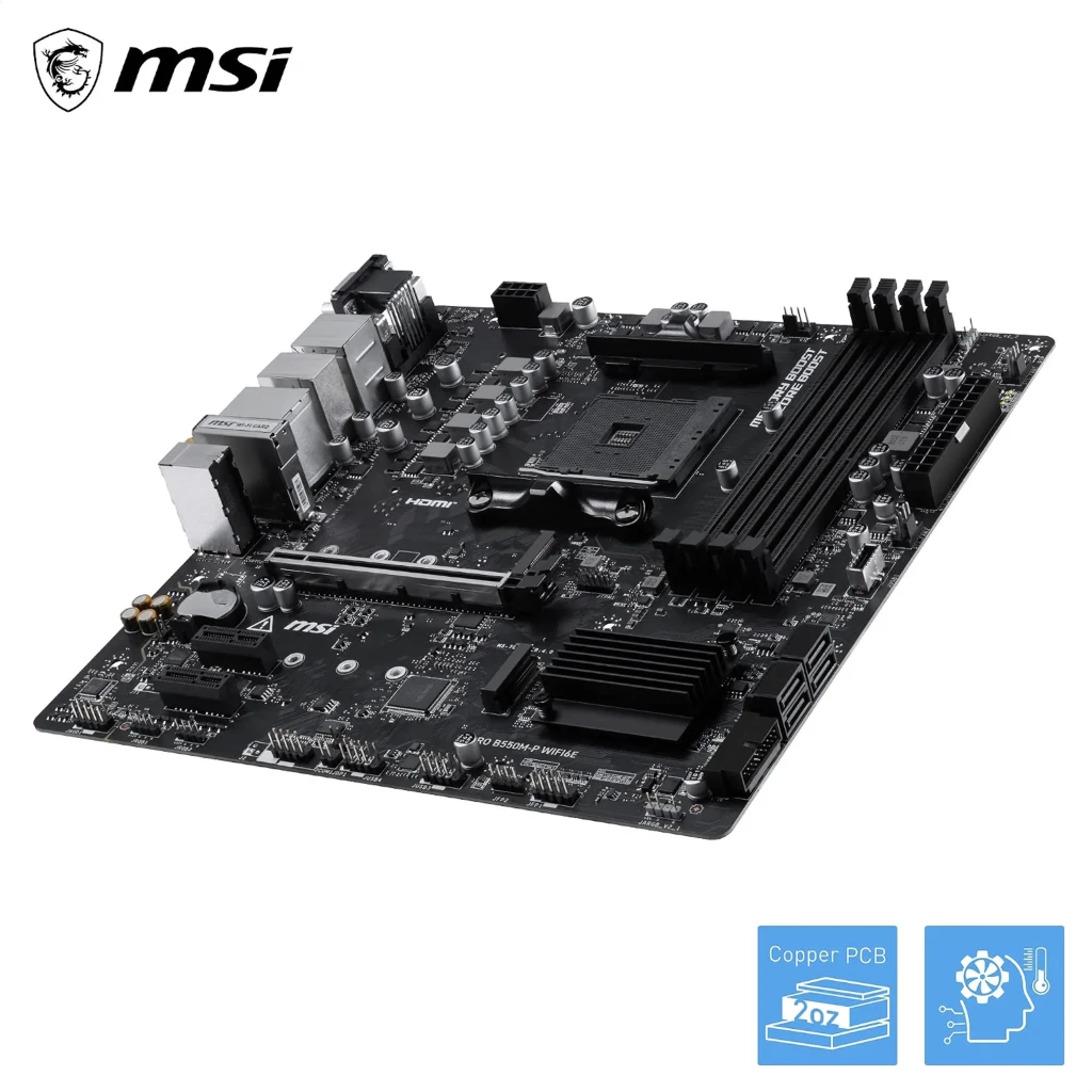 Imagen 2 de Tarjeta Madre MSI PRO B550M-P WIFI6E AM4 4*DDR4 HDMI DP WIFI6E LAN mATX