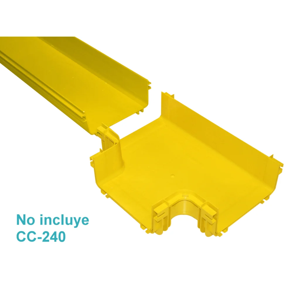 240x100mm Derivacion Horizontal Tee Amarilla PC+ABS LSZH Hembra
