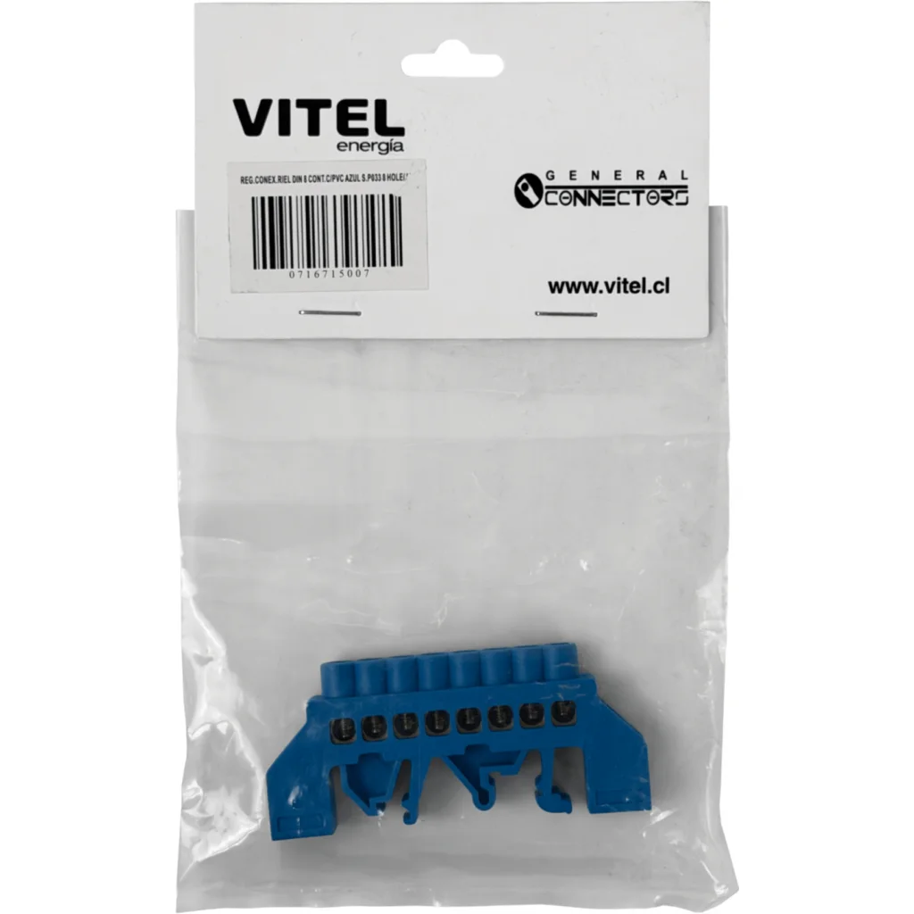 Imagen 3 de Regleta Azul 8-Conexiones 4mm Riel Din Distribucion Electrica